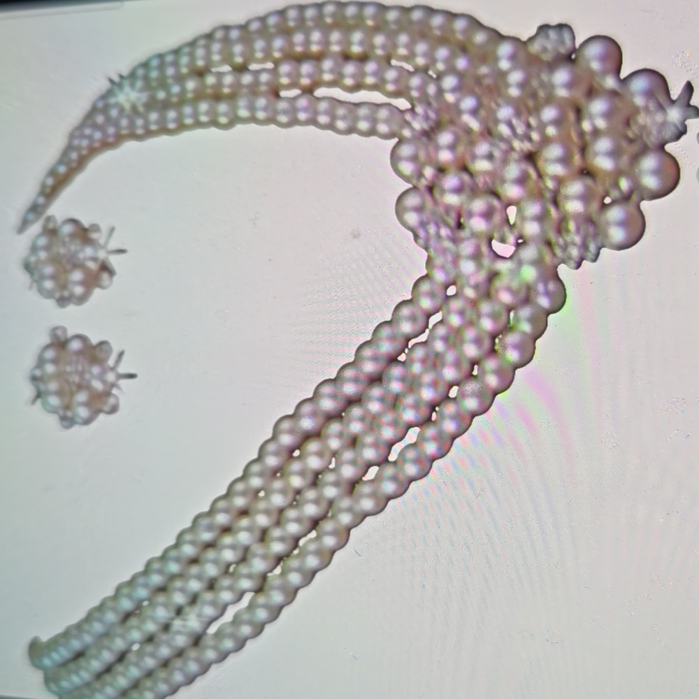 Elegant Pearl Necklace and Earring Set #1418289.